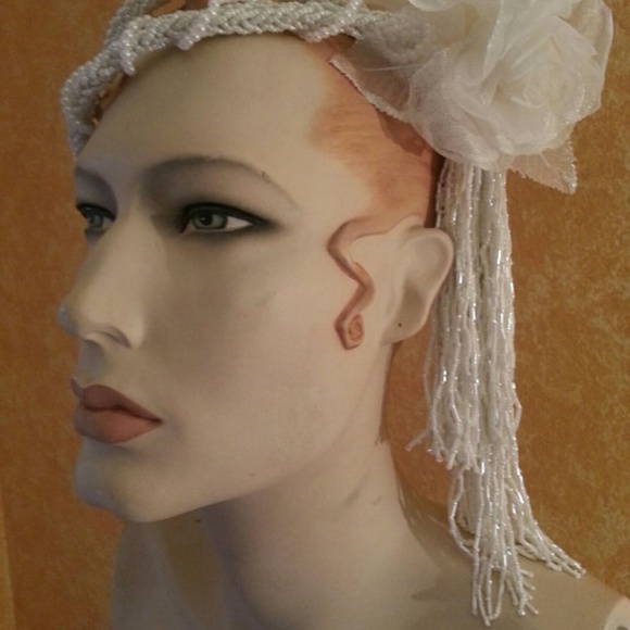 Gatsby White Beaded Vintage Style Headpiece main image 2